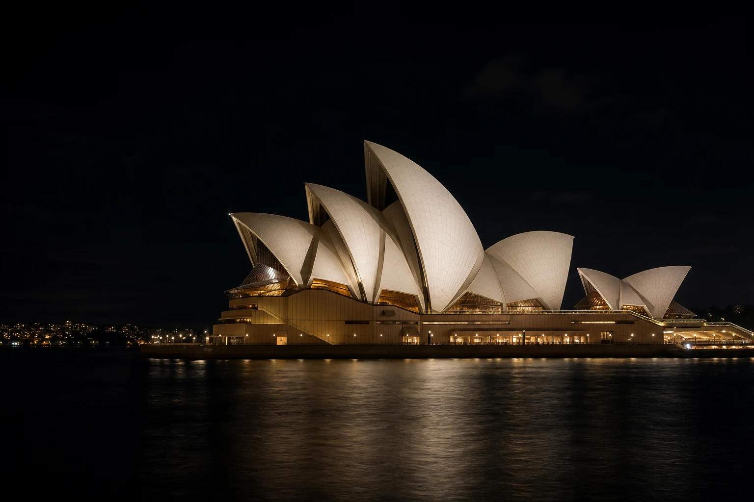 Sydney Opera House illuminated at night